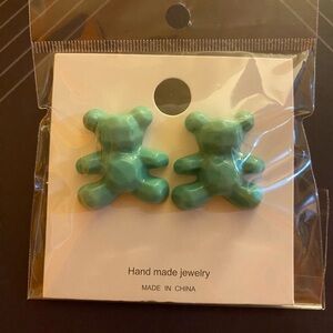 Teal teddy bear studs!